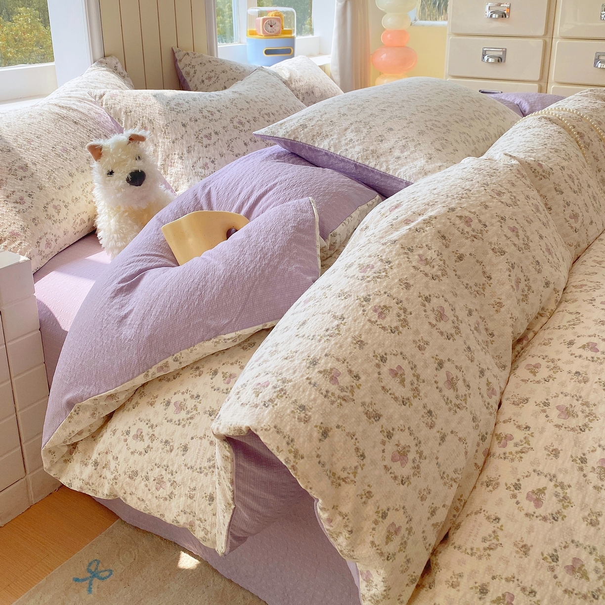 爱橙家纺（原艾橙家纺） 2026春夏新款A类高品质110克超柔泡芙纱四件套 素雅柔情