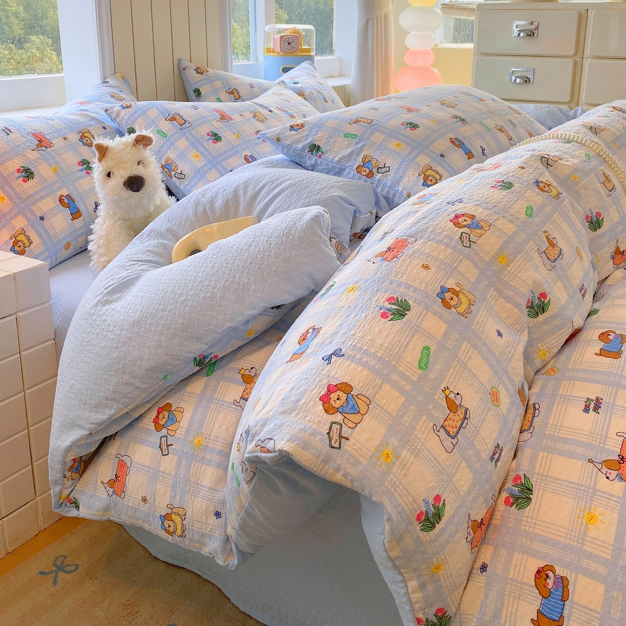 爱橙家纺（原艾橙家纺） 2026春夏新款A类高品质110克超柔泡芙纱四件套 汪旺记