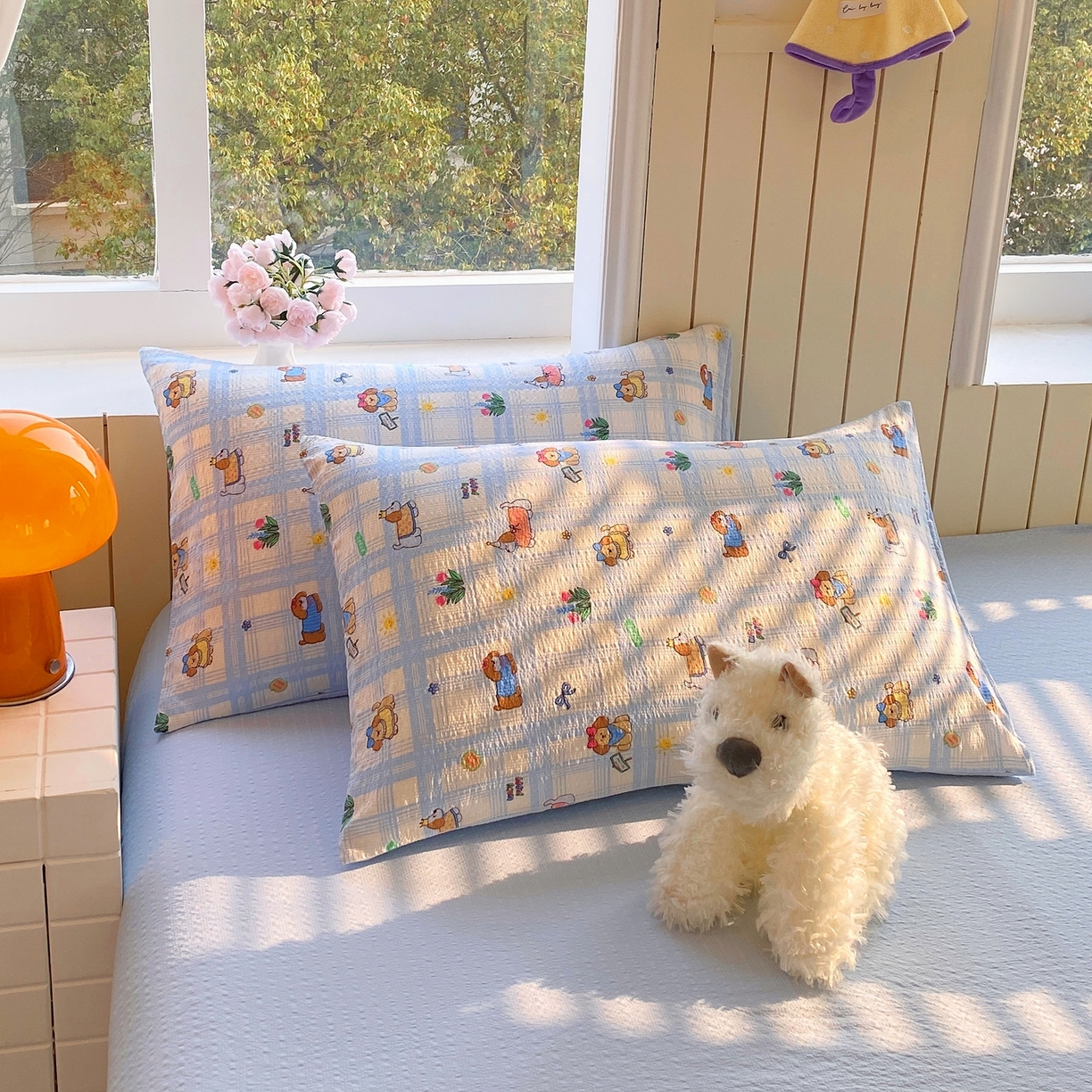 91家纺网 家纺一手货源 找家纺 爱橙家纺（原艾橙家纺） 2026春夏新款A类高品质110克超柔泡芙纱四件套 汪旺记