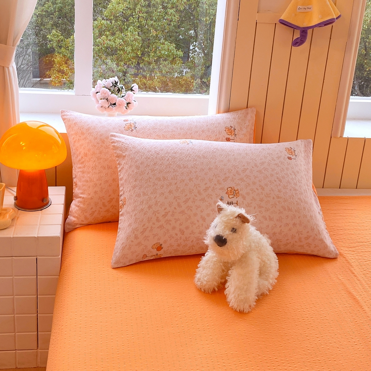 91家纺网 家纺一手货源 找家纺 爱橙家纺（原艾橙家纺） 2026春夏新款A类高品质110克超柔泡芙纱四件套 吉象