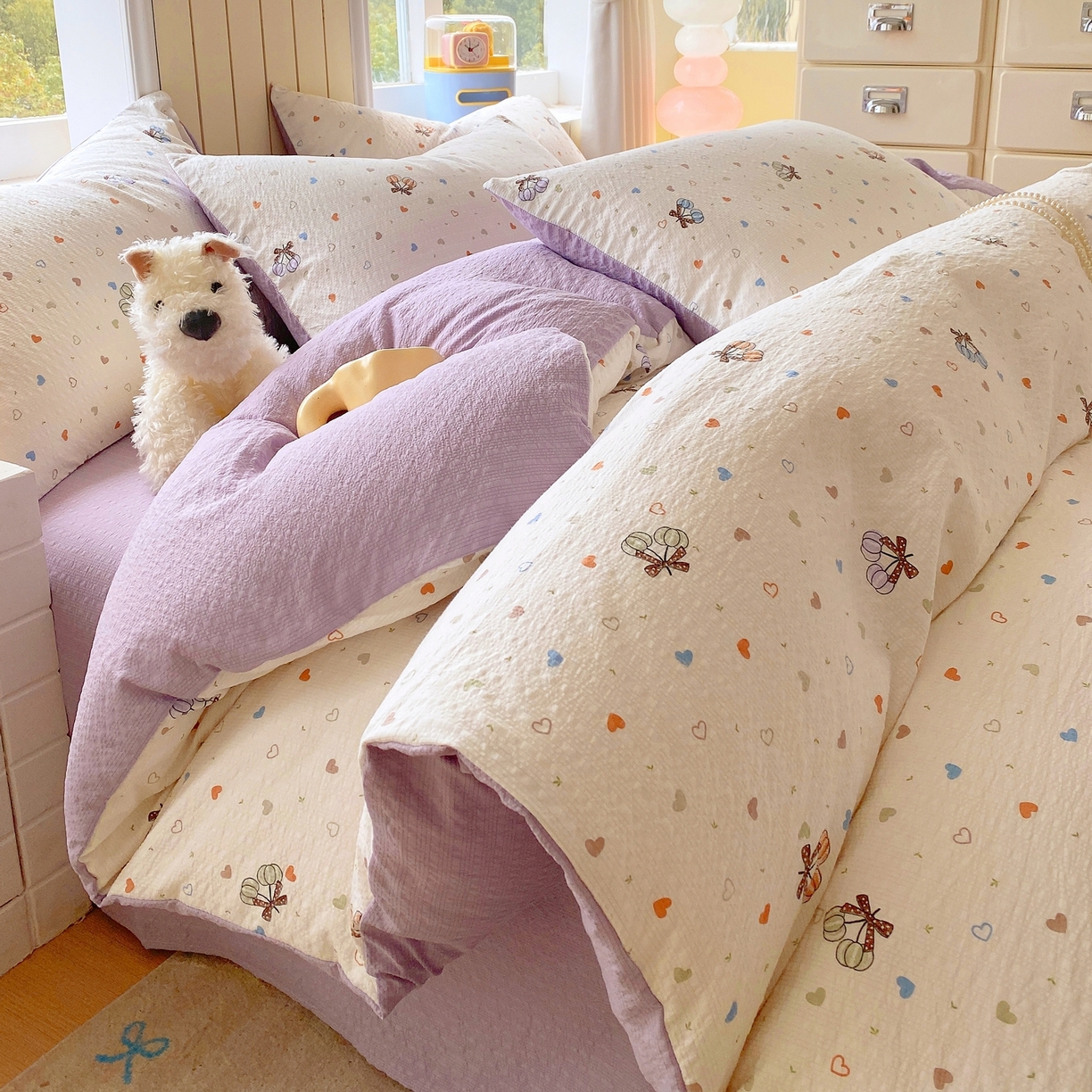 爱橙家纺（原艾橙家纺） 2026春夏新款A类高品质110克超柔泡芙纱四件套 蝶糖