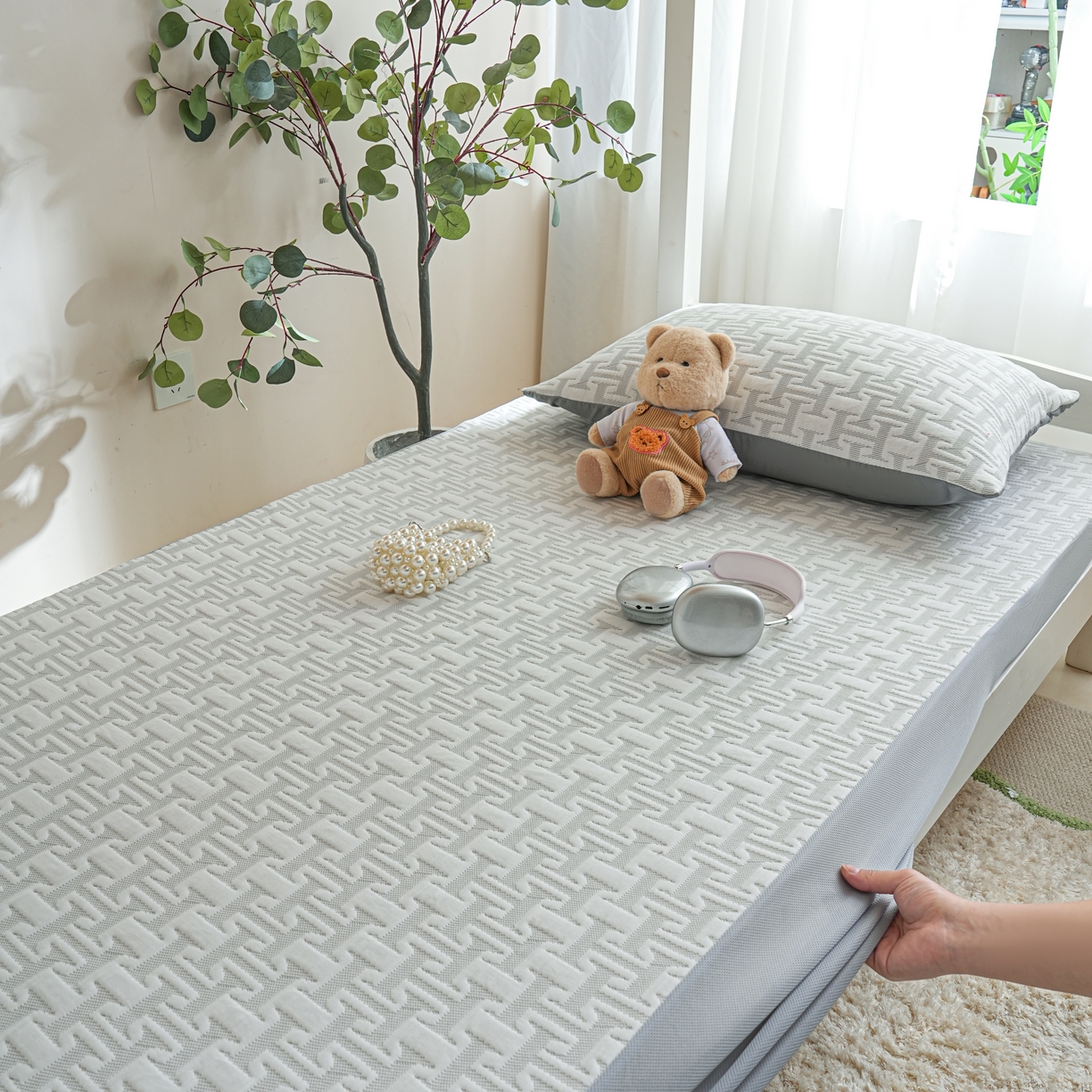 91家纺网 家纺一手货源 找家纺 柏薇 2026新款A类三层纱夹棉学生床笠 学生床笠-问夏