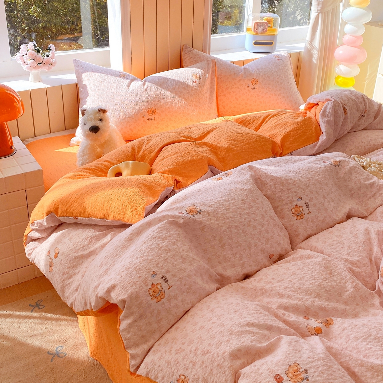 91家纺网 家纺一手货源 找家纺 爱橙家纺（原艾橙家纺） 2026春夏新款A类高品质110克超柔泡芙纱四件套 吉象