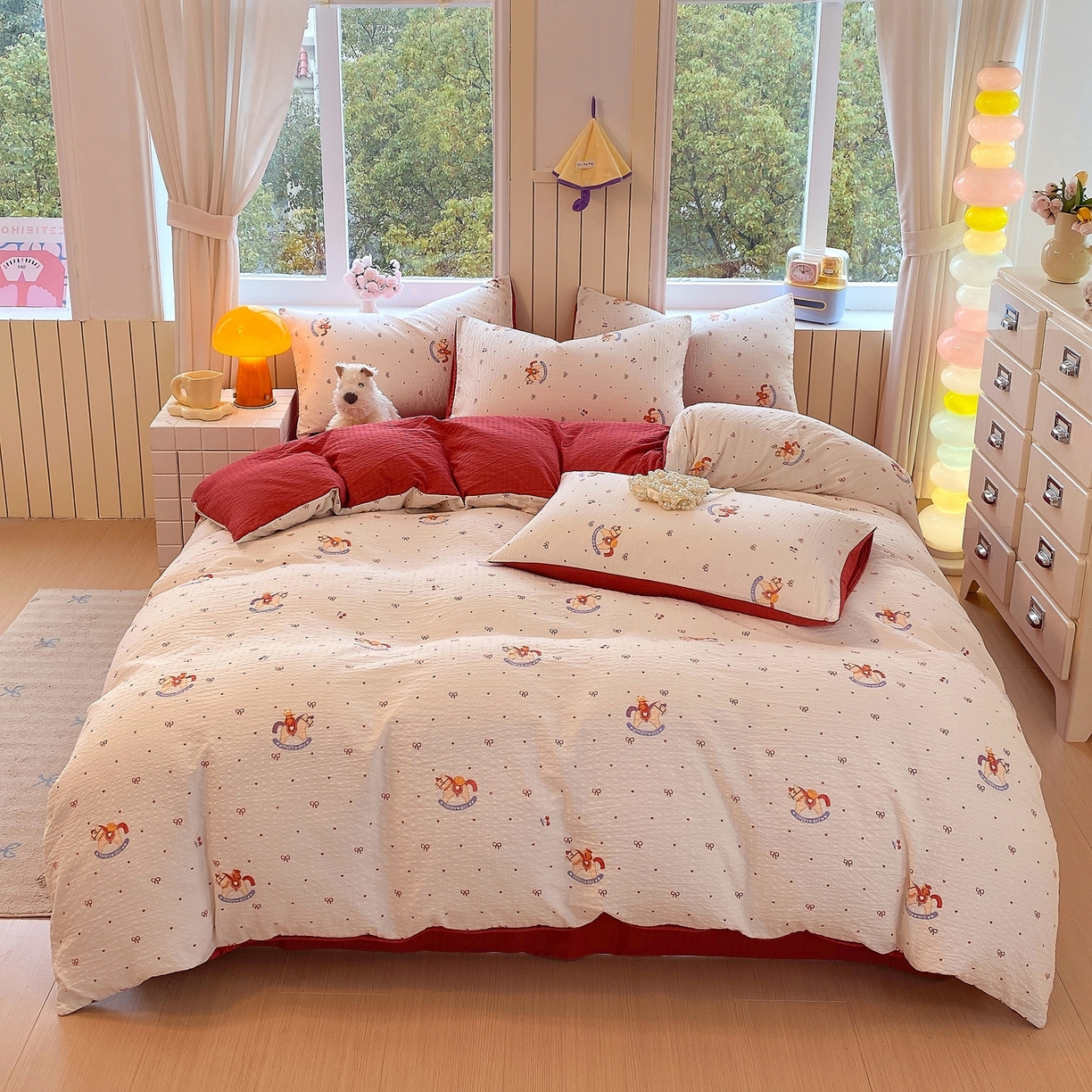 91家纺网 家纺一手货源 找家纺 爱橙家纺（原艾橙家纺） 2026春夏新款A类高品质110克超柔泡芙纱四件套 马上有钱