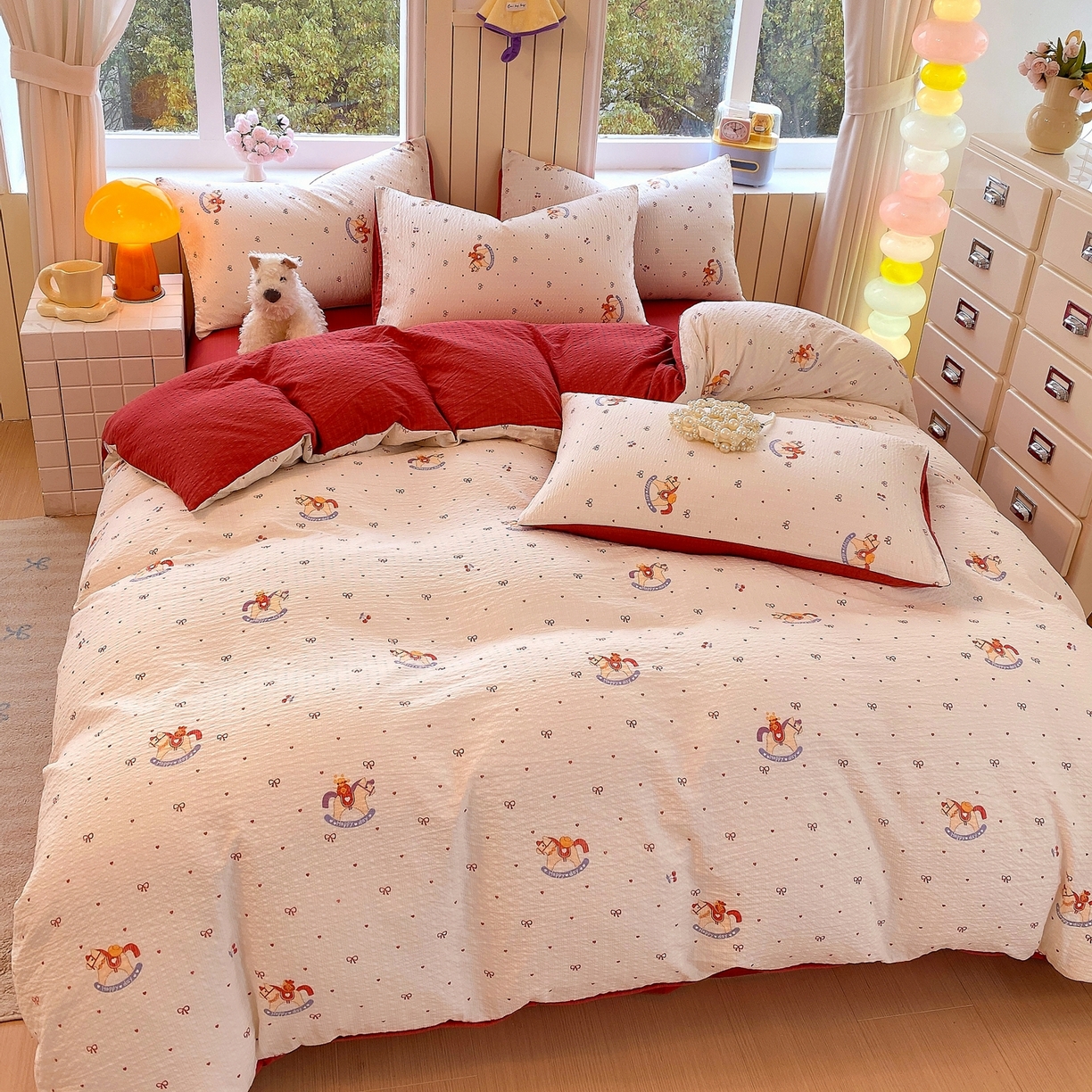 91家纺网 家纺一手货源 找家纺 爱橙家纺（原艾橙家纺） 2026春夏新款A类高品质110克超柔泡芙纱四件套 马上有钱