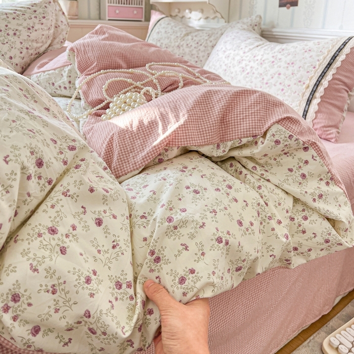 91家纺网 家纺一手货源 找家纺 （总）韩秀家纺 2026新款A类仿棉四件套超柔古法棉水洗棉法式花边床笠四件套（提供买家秀）