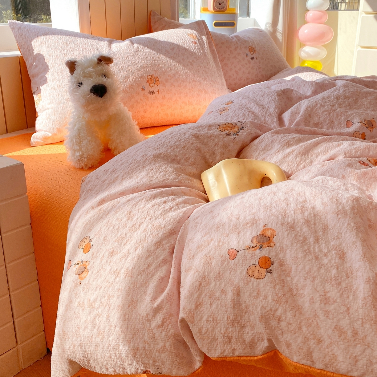 91家纺网 家纺一手货源 找家纺 爱橙家纺（原艾橙家纺） 2026春夏新款A类高品质110克超柔泡芙纱四件套 吉象