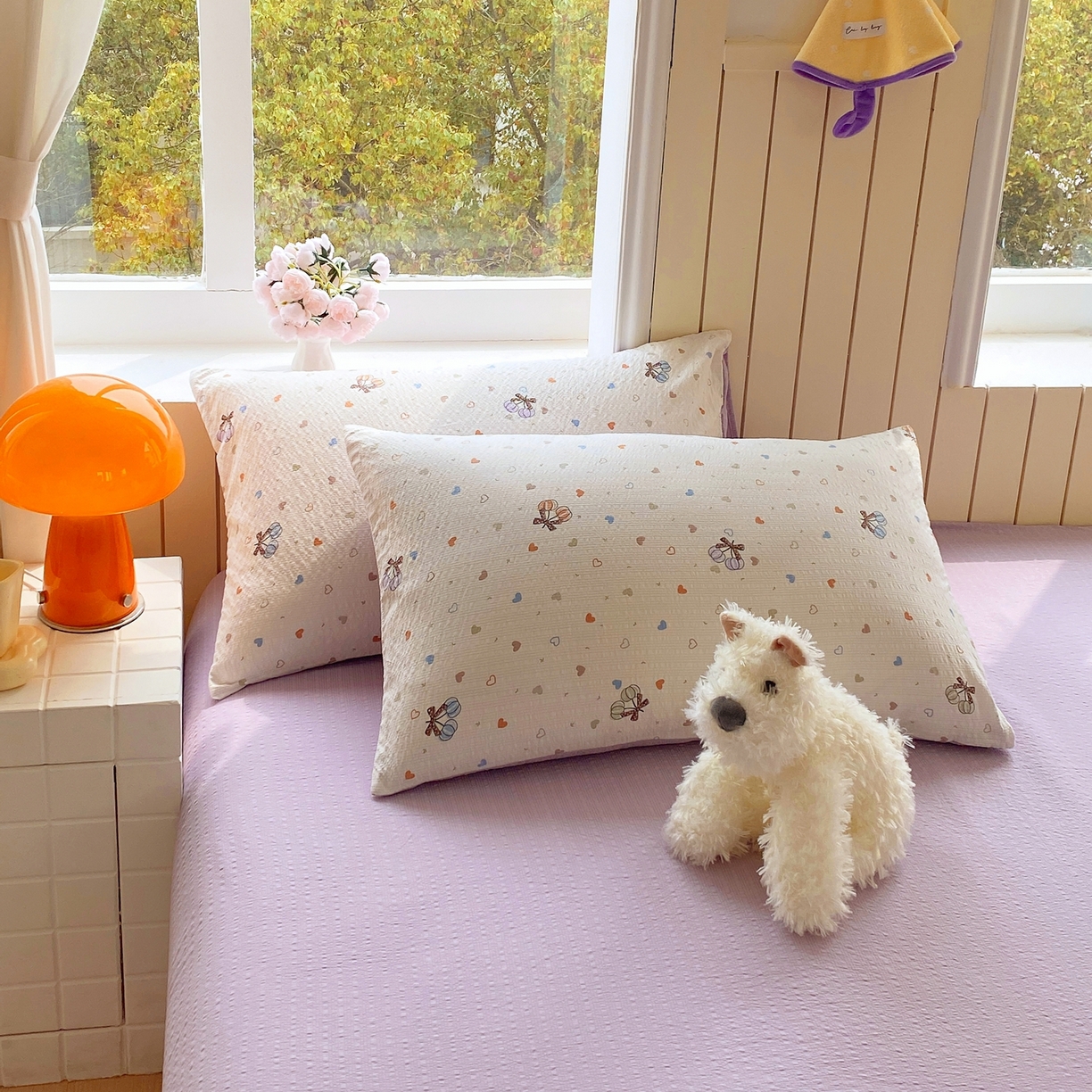 91家纺网 家纺一手货源 找家纺 爱橙家纺（原艾橙家纺） 2026春夏新款A类高品质110克超柔泡芙纱四件套 蝶糖