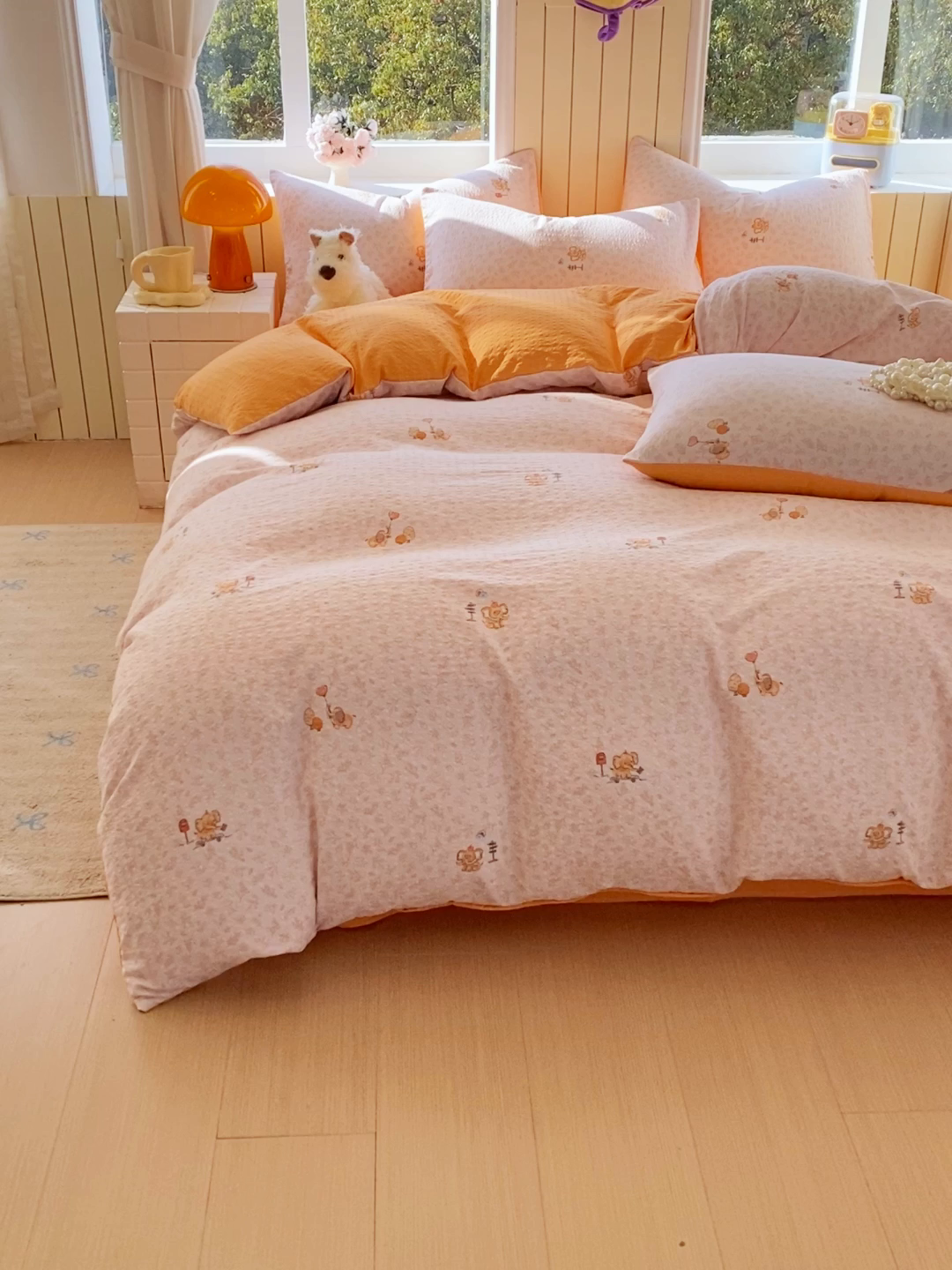 91家纺网 家纺一手货源 找家纺 爱橙家纺（原艾橙家纺） 2026春夏新款A类高品质110克超柔泡芙纱四件套 吉象