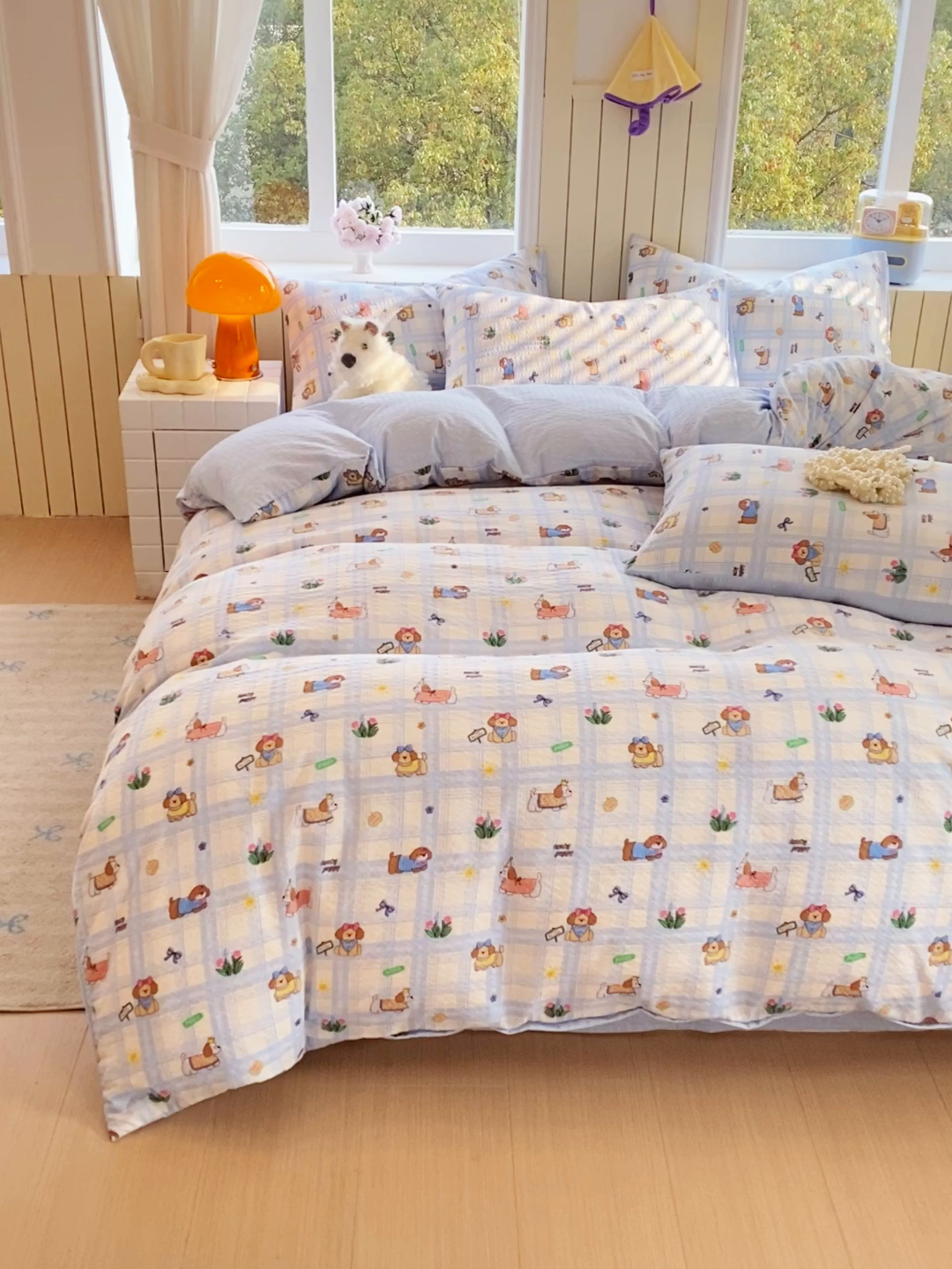 91家纺网 家纺一手货源 找家纺 爱橙家纺（原艾橙家纺） 2026春夏新款A类高品质110克超柔泡芙纱四件套 汪旺记