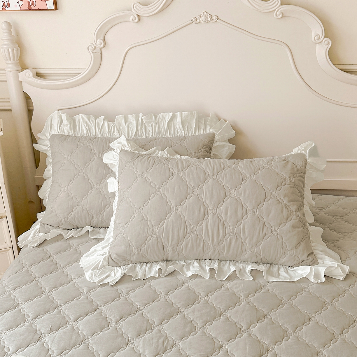 91家纺网 家纺一手货源 找家纺 （总）佳笠家居 2026春夏新款A类韩版全棉水洗棉新疆棉花少女风床裙单件床裙单品单床裙-床拍图