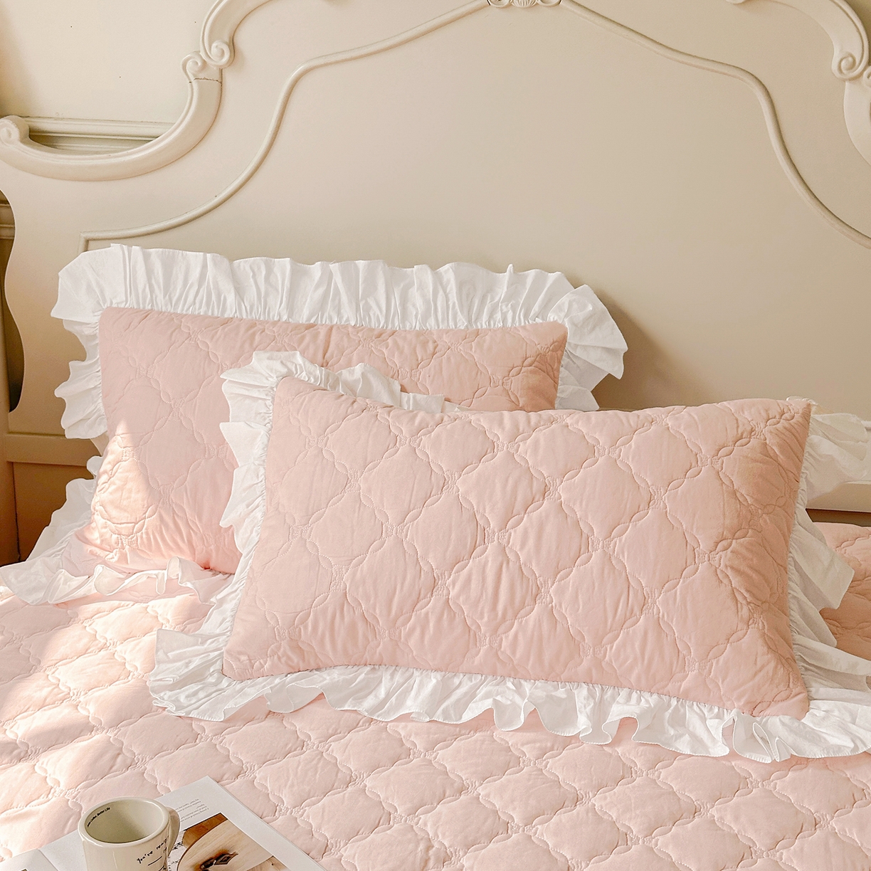 91家纺网 家纺一手货源 找家纺 佳笠家居 2026春夏新款A类韩版全棉水洗棉新疆棉花少女风床裙单件床裙单品单床裙-床拍图 床裙款-芝夏粉