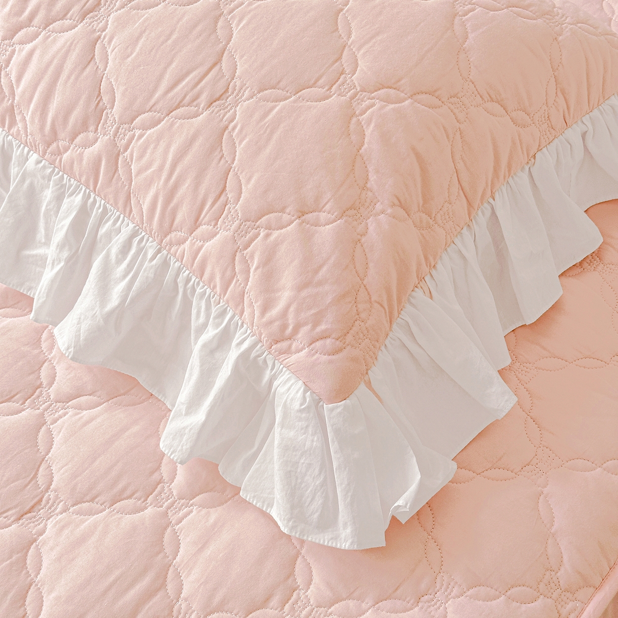 91家纺网 家纺一手货源 找家纺 佳笠家居 2026春夏新款A类韩版全棉水洗棉新疆棉花少女风床裙单件床裙单品单床裙-床拍图 床裙款-芝夏粉