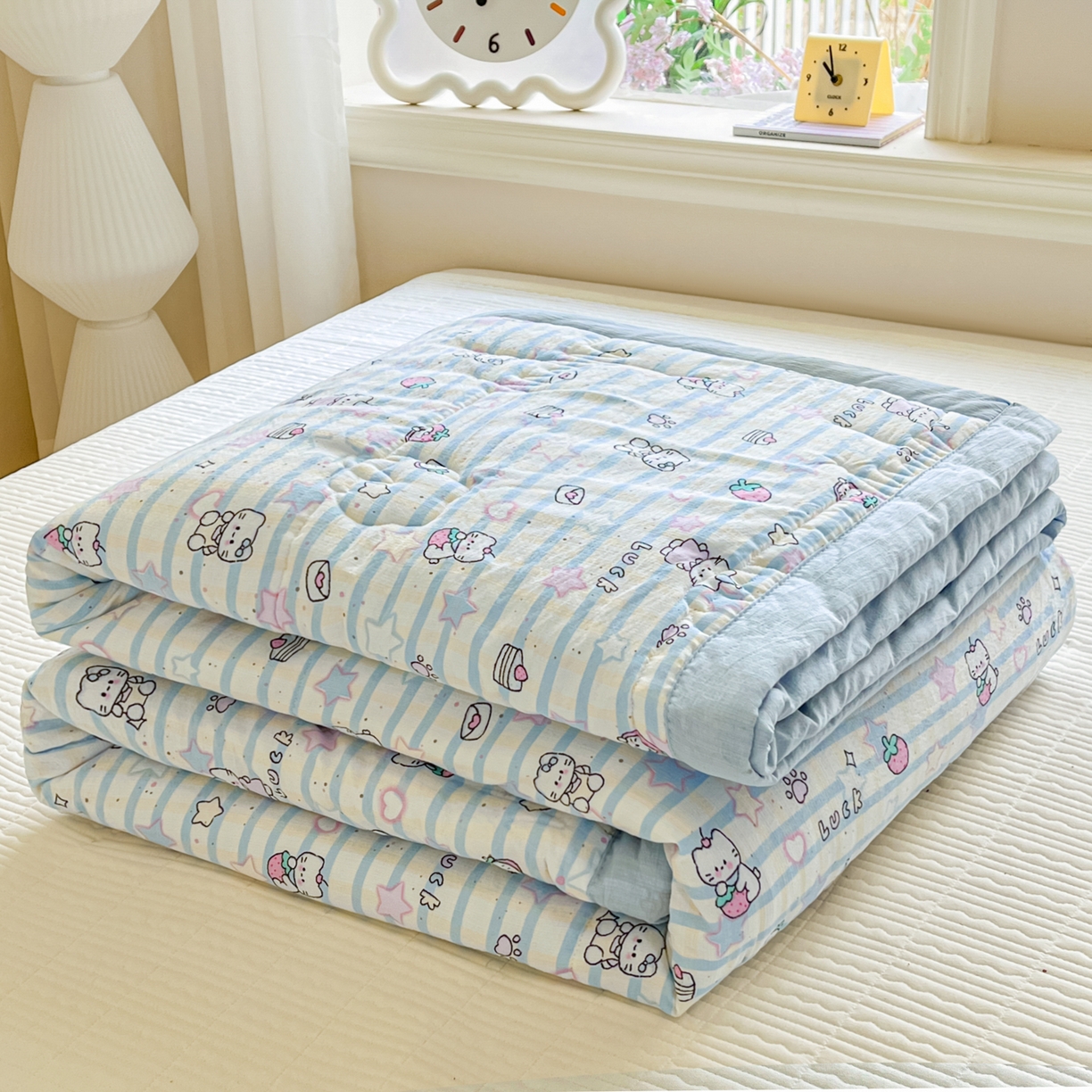 优承佳生活馆 2026新款云感双层纱卡通小清新风格棉花夏被（提供买家秀） 梦幻猫咪世界