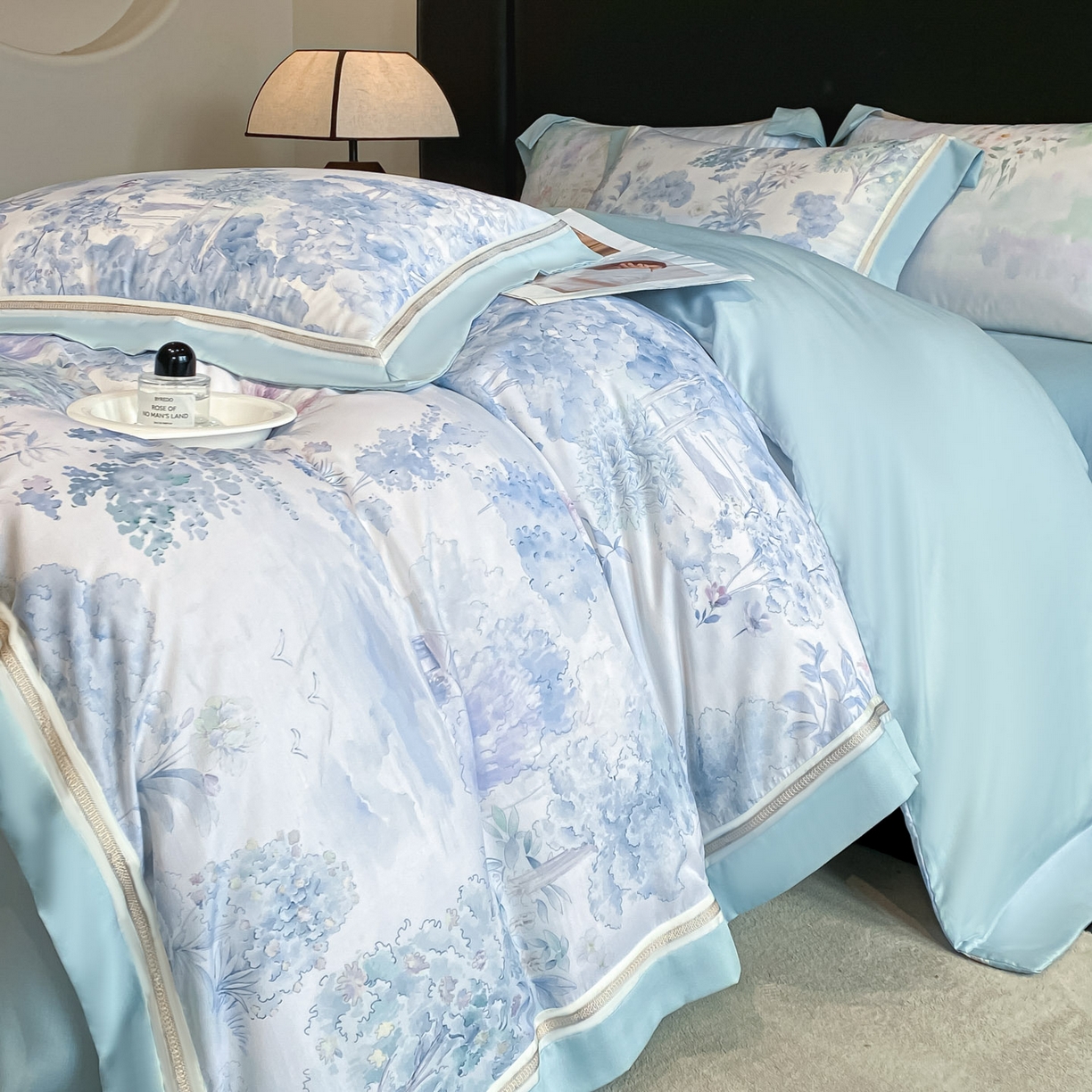 博纳家纺 2026新款林间鹿语系列天丝四件套 早春-海岛蓝