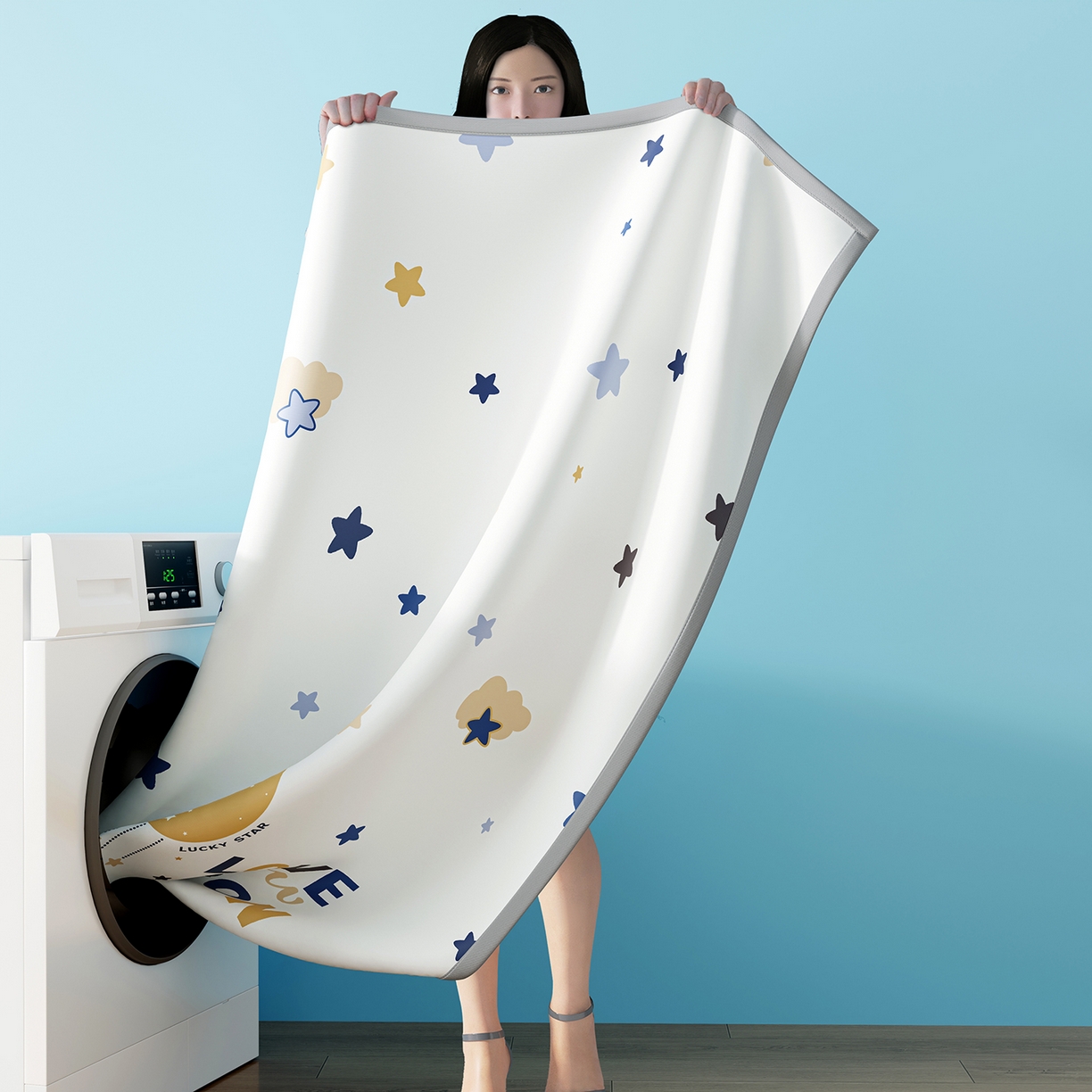 91家纺网 家纺一手货源 找家纺 家品罗兰 2026A类数码印花大版卡通冰丝凉席双人席可机洗学生宿舍空调软席三件套三明治网底 满天星辰