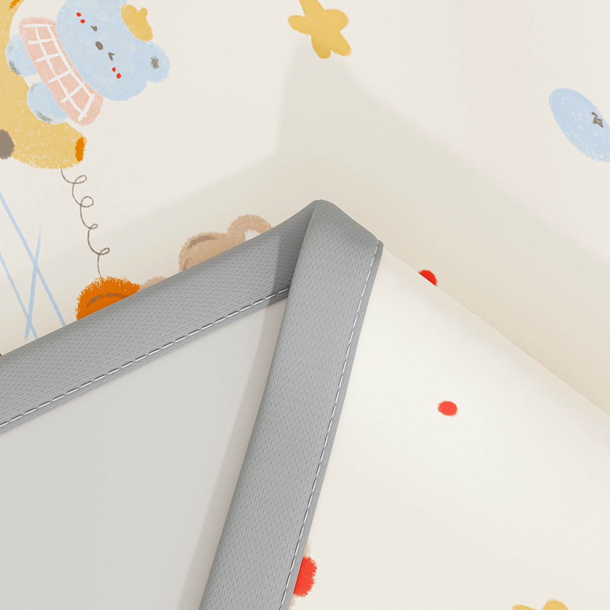 91家纺网 家纺一手货源 找家纺 家品罗兰 2026A类数码印花大版卡通冰丝凉席双人席可机洗学生宿舍空调软席三件套三明治网底 萌宝小火车