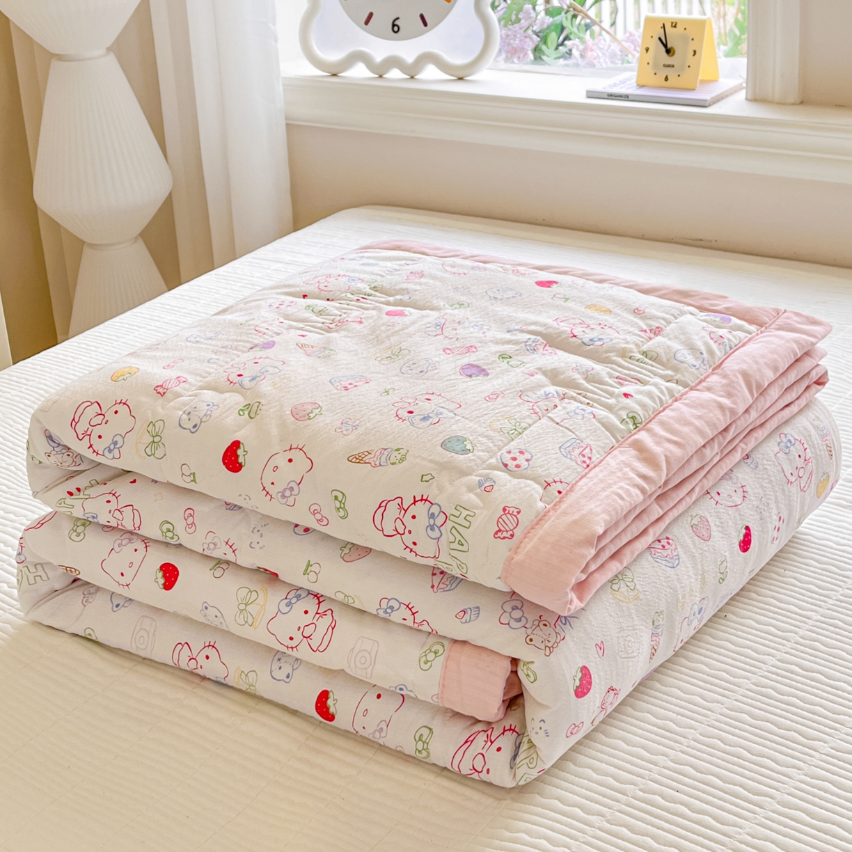 优承佳生活馆 2026新款云感双层纱卡通小清新风格棉花夏被（提供买家秀） 日常猫猫