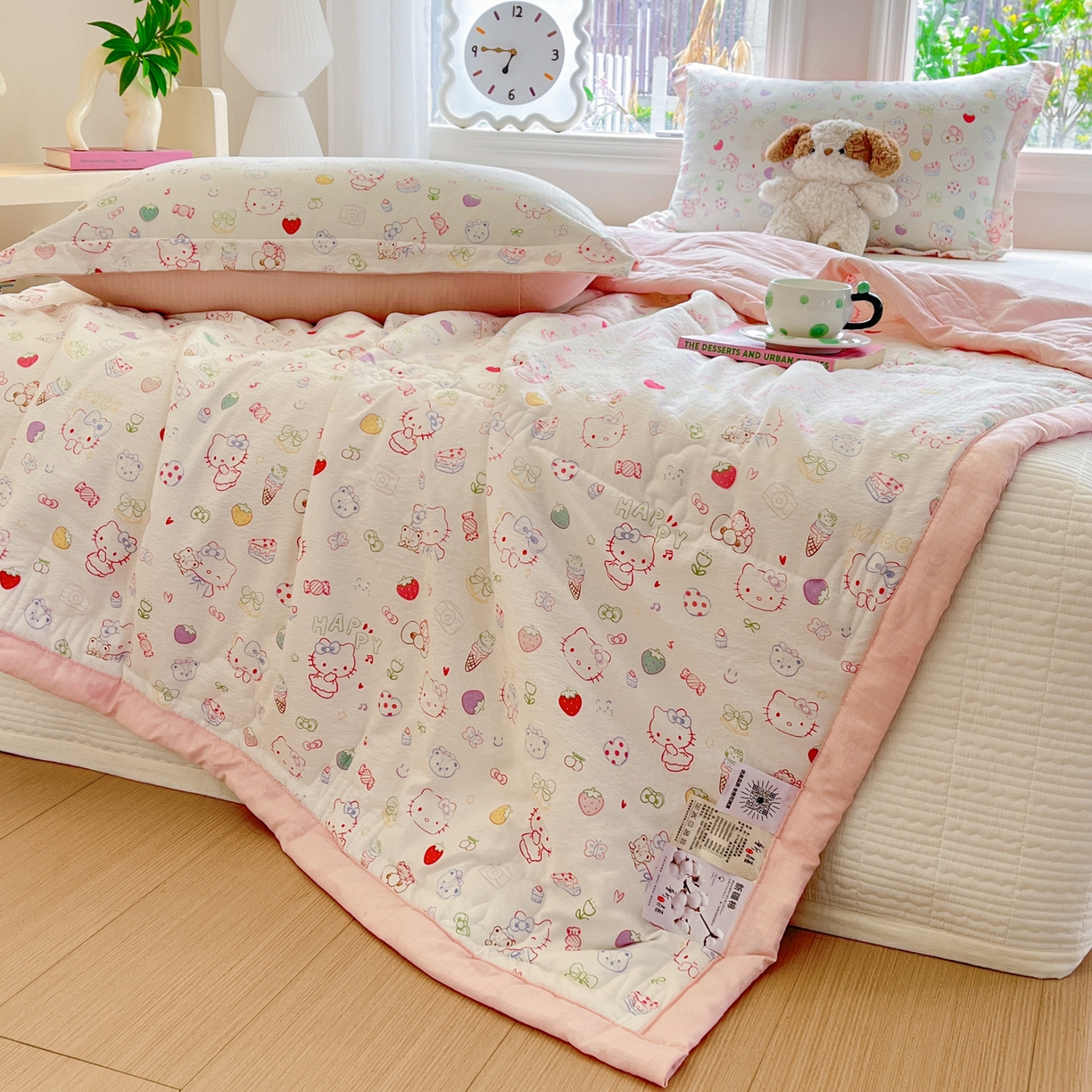 91家纺网 家纺一手货源 找家纺 优承佳生活馆 2026新款云感双层纱卡通小清新风格棉花夏被（提供买家秀） 日常猫猫