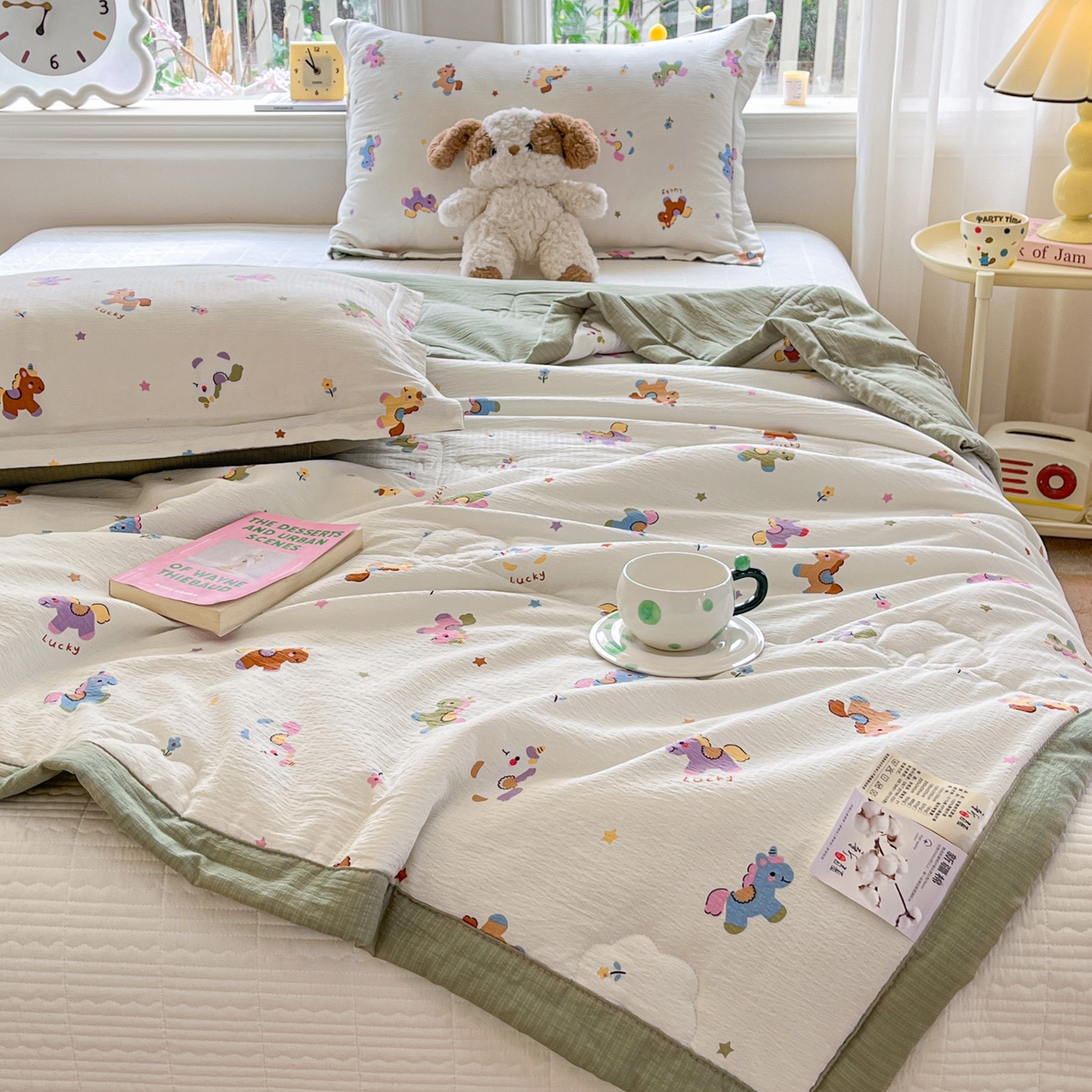 91家纺网 家纺一手货源 找家纺 优承佳生活馆 2026新款云感双层纱卡通小清新风格棉花夏被（提供买家秀） 童话小马