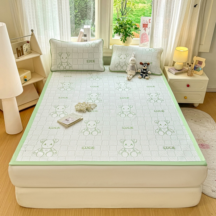 91家纺网 家纺一手货源 找家纺 2026新款冰豆豆凉席三件套学生宿舍夏季软席可机洗单双人空调软凉席