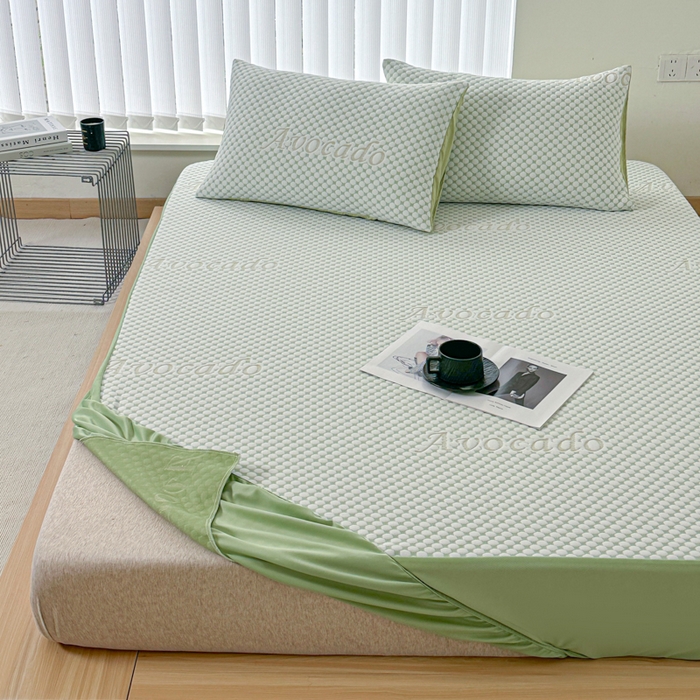 91家纺网 家纺一手货源 找家纺 柏薇 2026新款A类三层纱夹棉床笠 三层纱床笠-素雅   