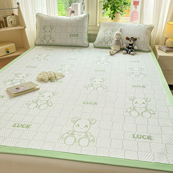 91家纺网 家纺一手货源 找家纺 爱屋及屋 2026新款冰豆豆提花凉席 草绿