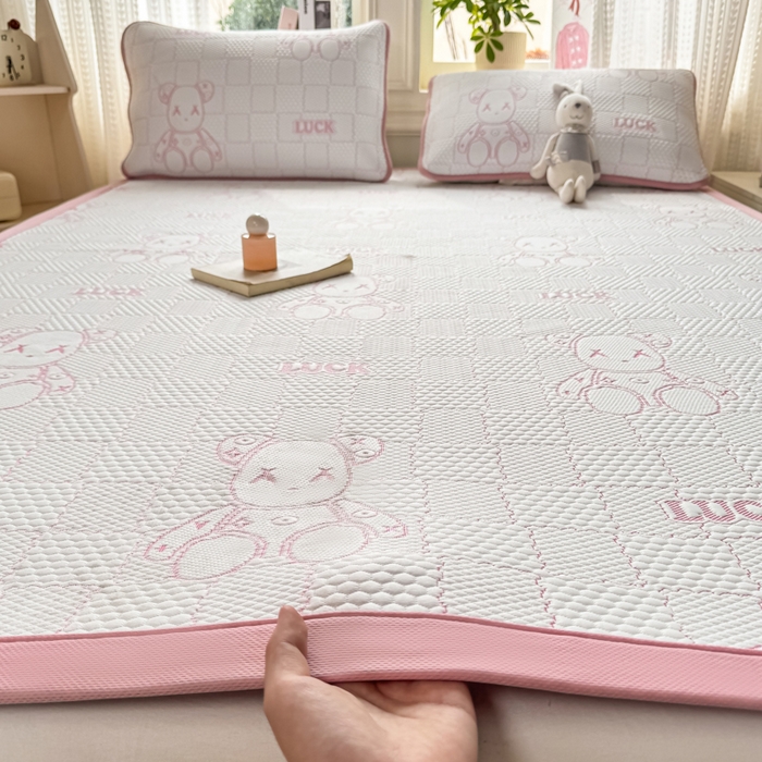 91家纺网 家纺一手货源 找家纺 爱屋及屋 2026新款冰豆豆提花凉席 粉玉