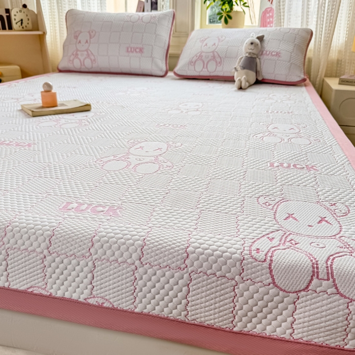 91家纺网 家纺一手货源 找家纺 爱屋及屋 2026新款冰豆豆提花凉席 粉玉