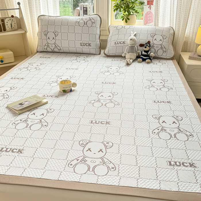 91家纺网 家纺一手货源 找家纺 爱屋及屋 2026新款冰豆豆提花凉席 卡其