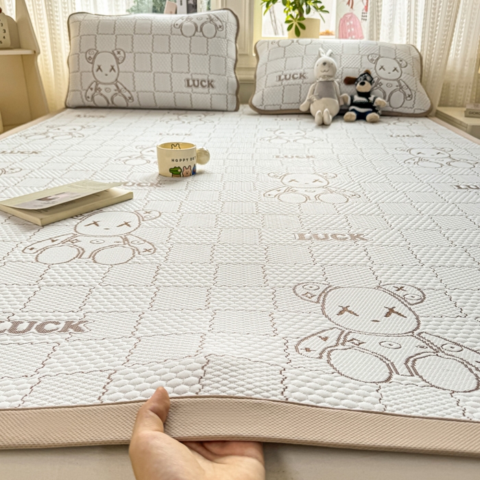 91家纺网 家纺一手货源 找家纺 爱屋及屋 2026新款冰豆豆提花凉席 卡其