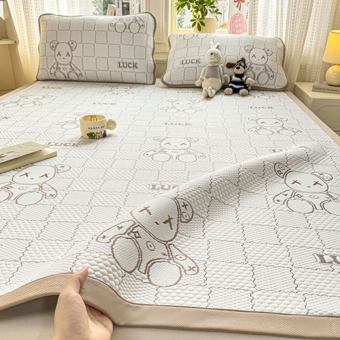 91家纺网 家纺一手货源 找家纺 爱屋及屋 2026新款冰豆豆提花凉席 卡其