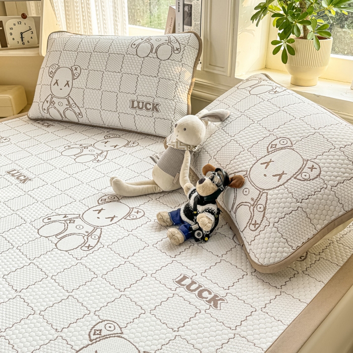 91家纺网 家纺一手货源 找家纺 爱屋及屋 2026新款冰豆豆提花凉席 卡其