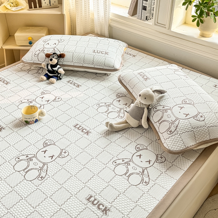 91家纺网 家纺一手货源 找家纺 爱屋及屋 2026新款冰豆豆提花凉席 卡其