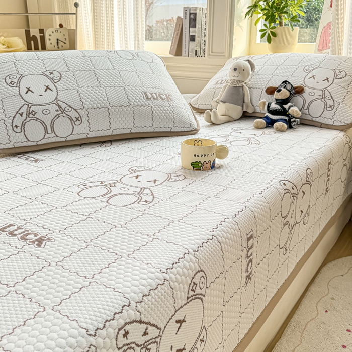 91家纺网 家纺一手货源 找家纺 爱屋及屋 2026新款冰豆豆提花凉席 卡其