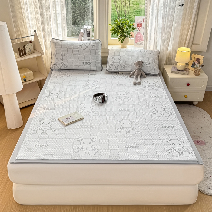 91家纺网 家纺一手货源 找家纺 爱屋及屋 2026新款冰豆豆提花凉席 浅灰