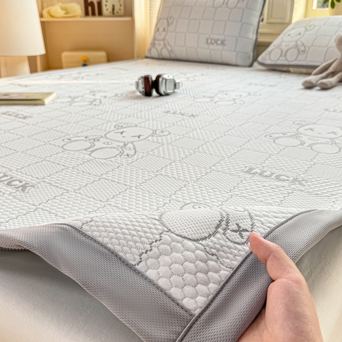 91家纺网 家纺一手货源 找家纺 爱屋及屋 2026新款冰豆豆提花凉席 浅灰