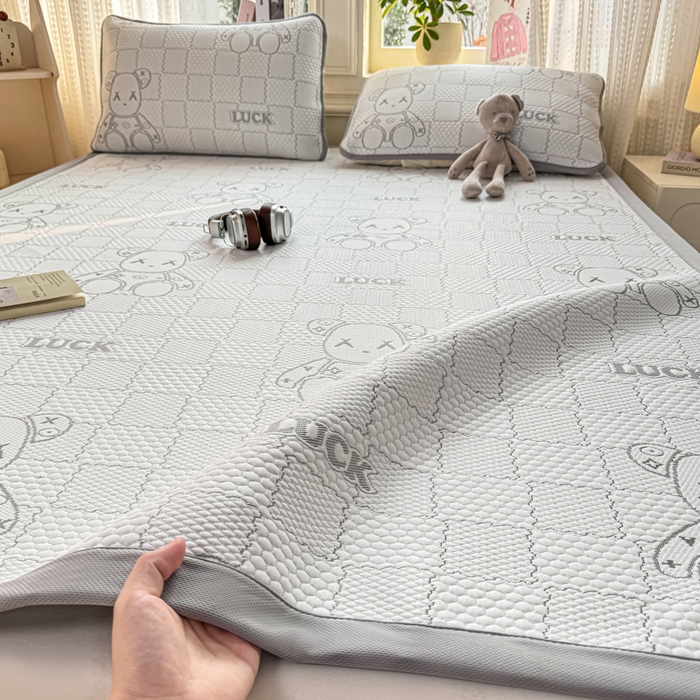 91家纺网 家纺一手货源 找家纺 爱屋及屋 2026新款冰豆豆提花凉席 浅灰