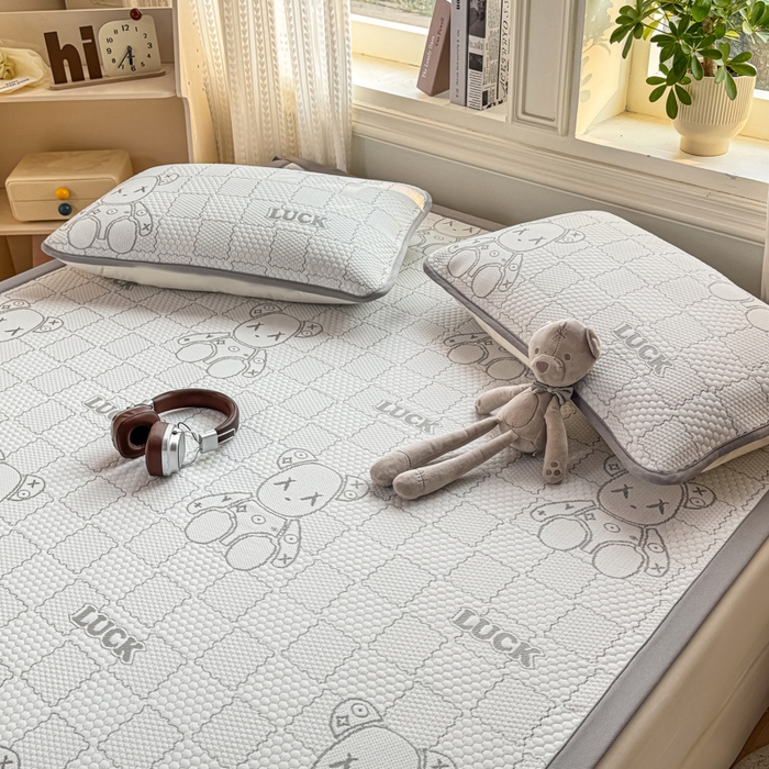 91家纺网 家纺一手货源 找家纺 爱屋及屋 2026新款冰豆豆提花凉席 浅灰