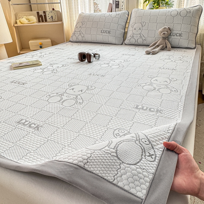 91家纺网 家纺一手货源 找家纺 爱屋及屋 2026新款冰豆豆提花凉席 浅灰