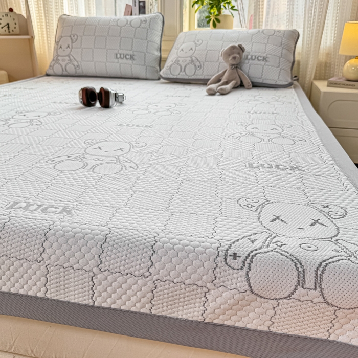 91家纺网 家纺一手货源 找家纺 爱屋及屋 2026新款冰豆豆提花凉席 浅灰