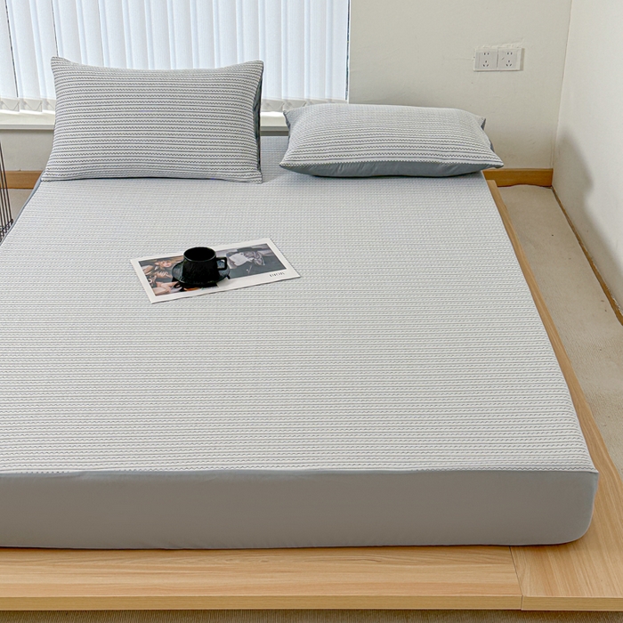 91家纺网 家纺一手货源 找家纺 柏薇 2026新款A类三层纱夹棉床笠 三层纱床笠-灵波