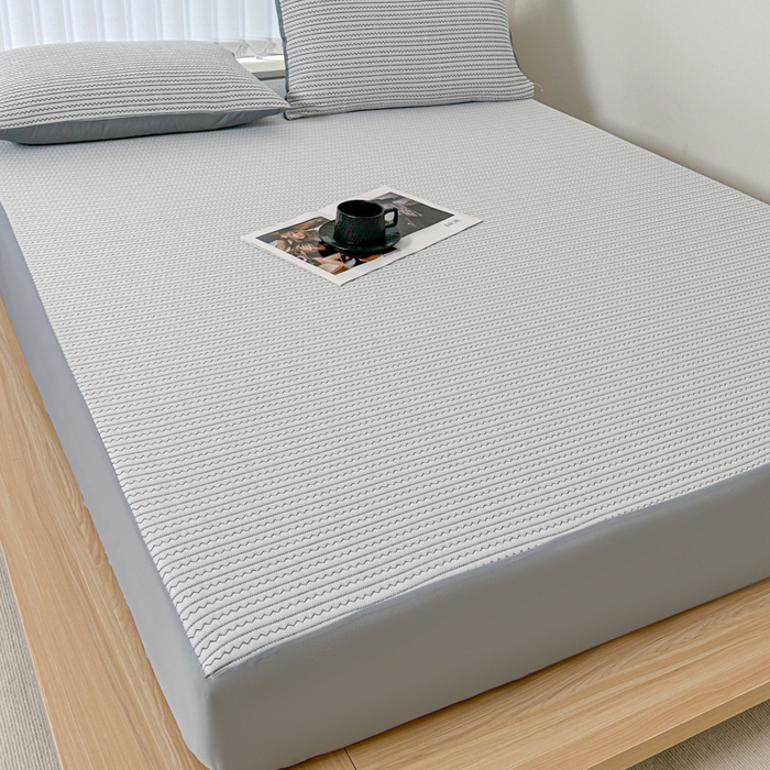 91家纺网 家纺一手货源 找家纺 柏薇 2026新款A类三层纱夹棉床笠 三层纱床笠-灵波