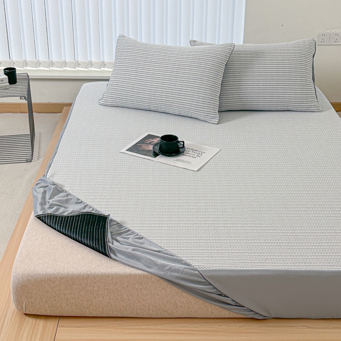 91家纺网 家纺一手货源 找家纺 柏薇 2026新款A类三层纱夹棉床笠 三层纱床笠-灵波