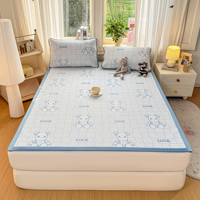 91家纺网 家纺一手货源 找家纺 爱屋及屋 2026新款冰豆豆提花凉席 天蓝