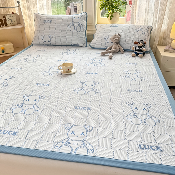 91家纺网 家纺一手货源 找家纺 爱屋及屋 2026新款冰豆豆提花凉席 天蓝