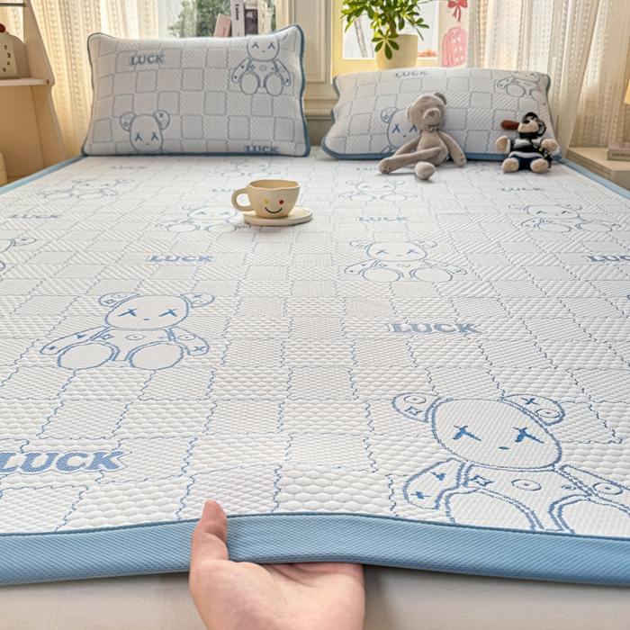 91家纺网 家纺一手货源 找家纺 爱屋及屋 2026新款冰豆豆提花凉席 天蓝