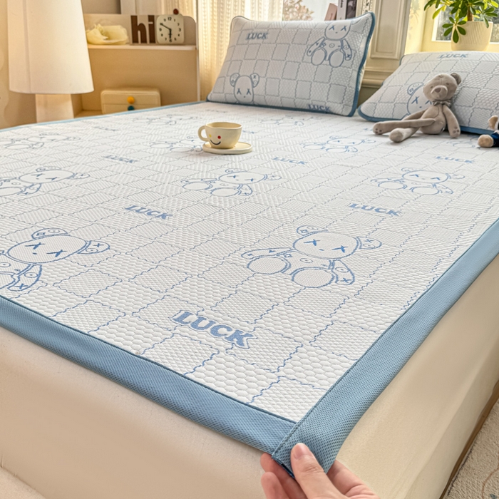 91家纺网 家纺一手货源 找家纺 爱屋及屋 2026新款冰豆豆提花凉席 天蓝