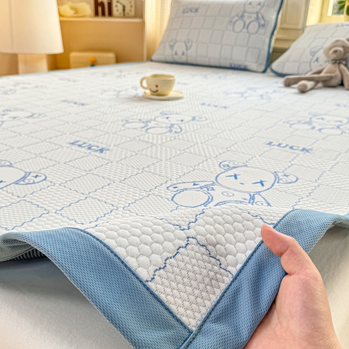 91家纺网 家纺一手货源 找家纺 爱屋及屋 2026新款冰豆豆提花凉席 天蓝