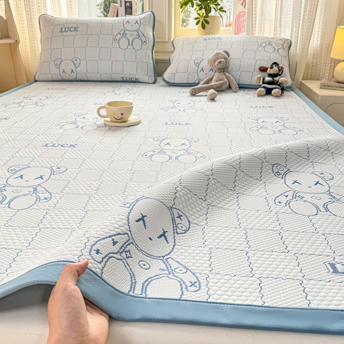 91家纺网 家纺一手货源 找家纺 爱屋及屋 2026新款冰豆豆提花凉席 天蓝